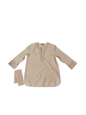 Brooks Brothers Cotton Striped Popover Tunic Tan & White Size 6 Medium